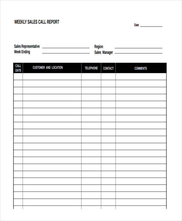 daily sales call report form