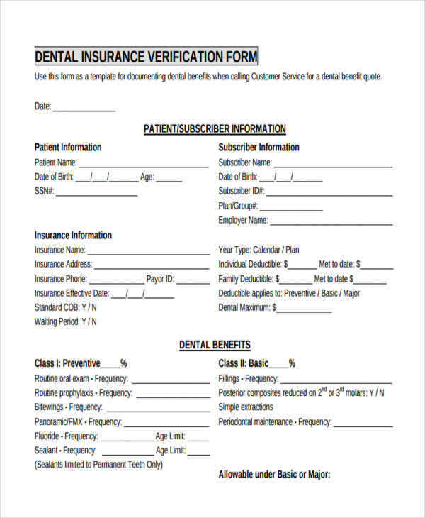 FREE 17+ Sample Insurance Verification Forms in PDF | MS Word