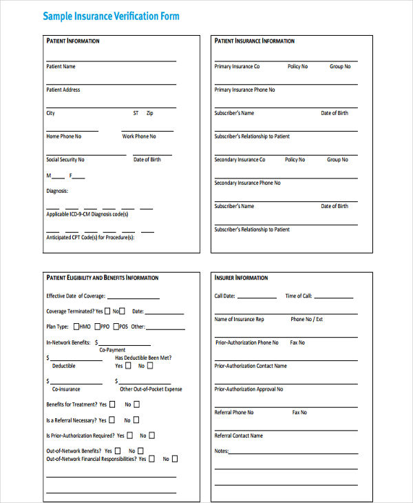 FREE 23+ Insurance Verification Forms in PDF MS Word