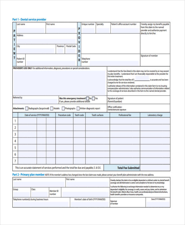 dental insurance plan verification form
