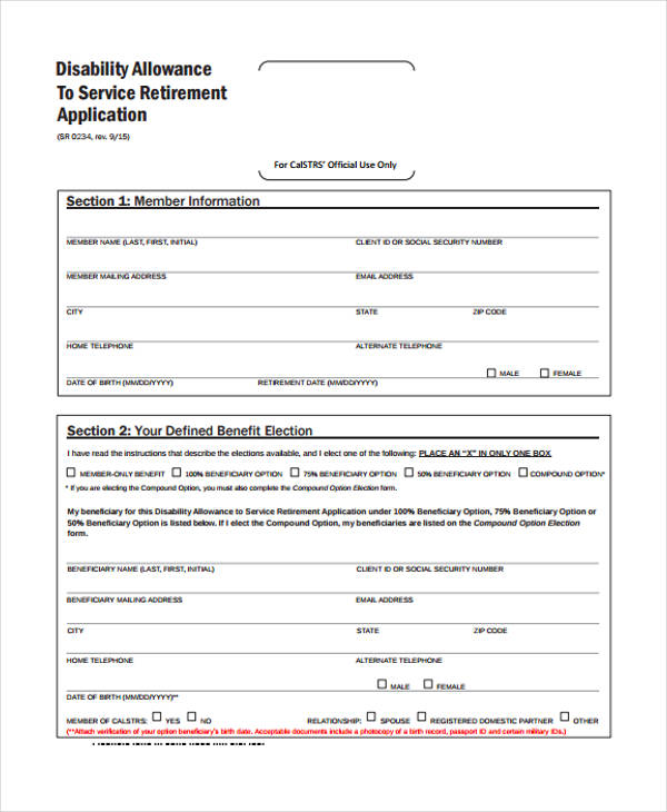 FREE 10+ Disability Allowance Application Forms in PDF