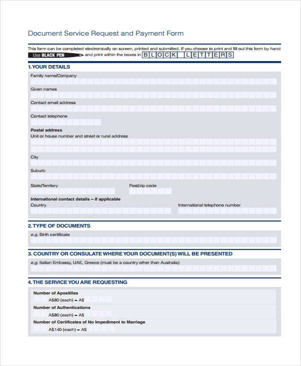 document legalisation service request form