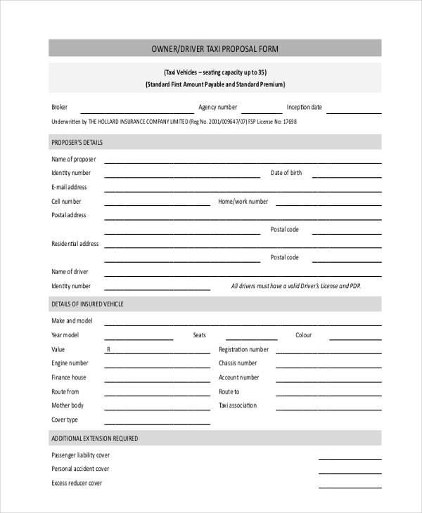 driver taxi proposal form4