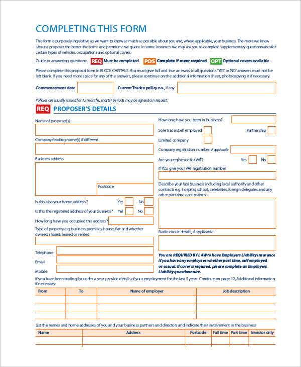 driver taxi proposal form5