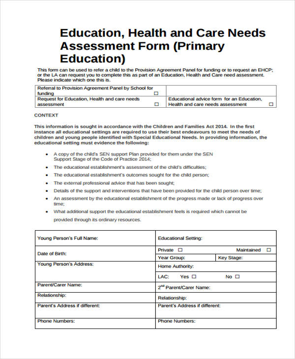 education health needs assessment form1