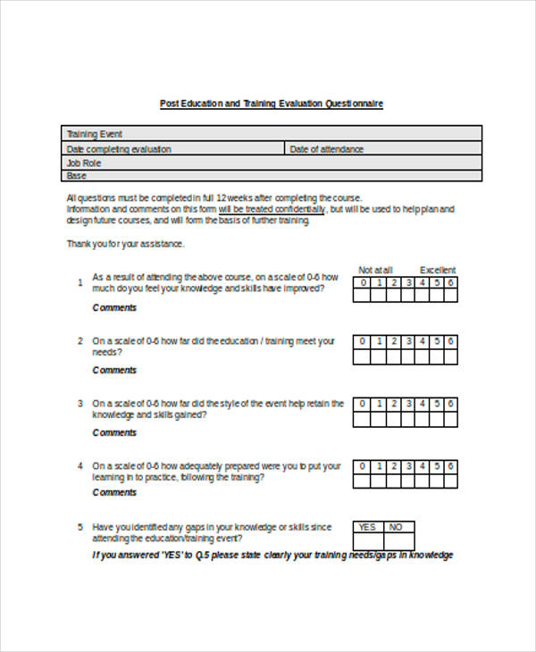 education training event evaluation form