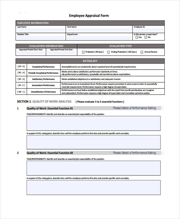 FREE 13+ Blank Appraisal Forms in PDF MS Word Excel