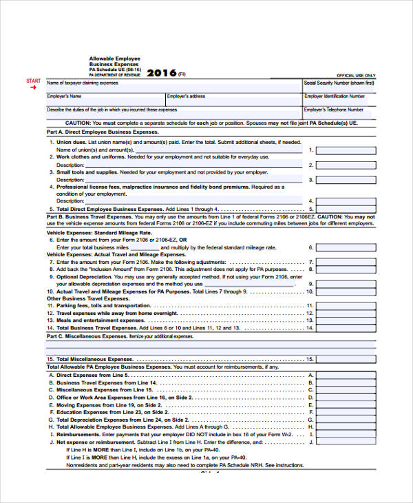 employee business expense report form2