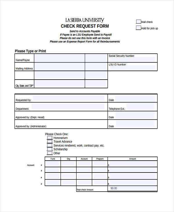 employee check request form