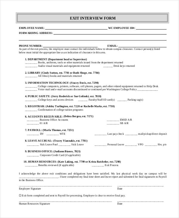 Free 17 Employee Clearance Forms In Pdf Ms Word Excel 6448