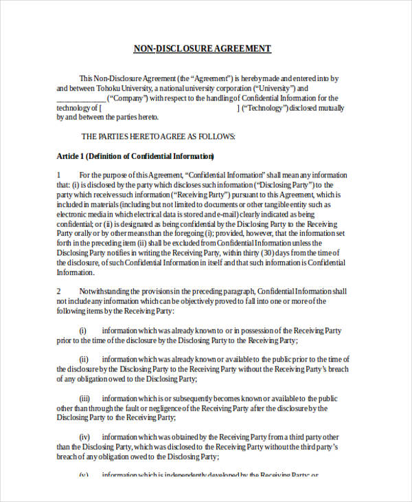 employee confidentiality non disclosure agreement form