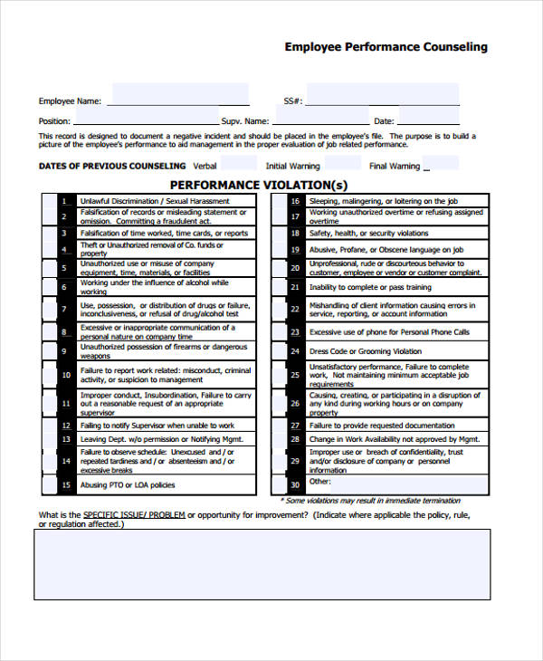 employee counseling statement form1