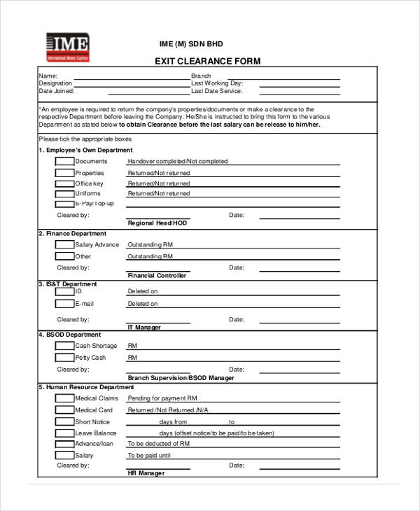 employee exit clearance form in pdf