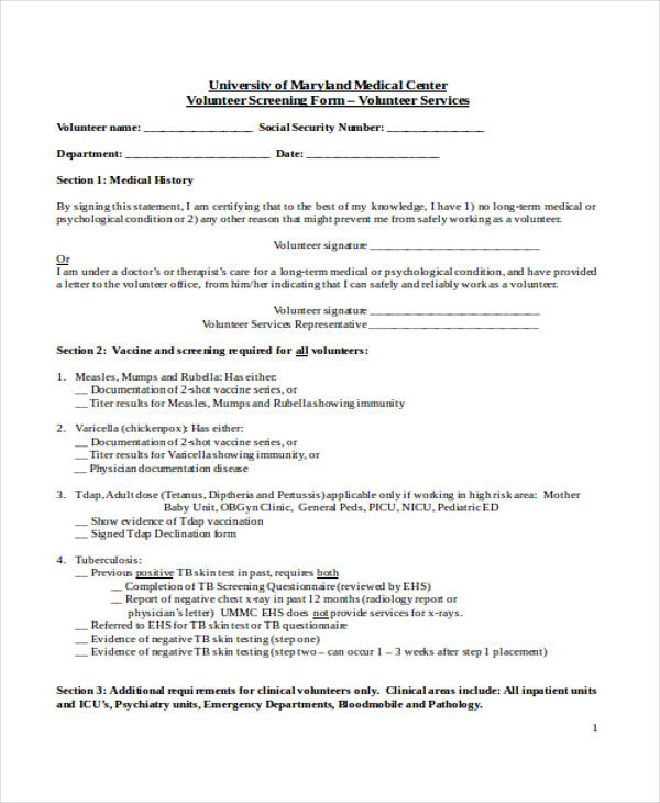 employee health volunteer health clearance form