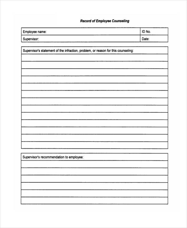 employee initial counseling form