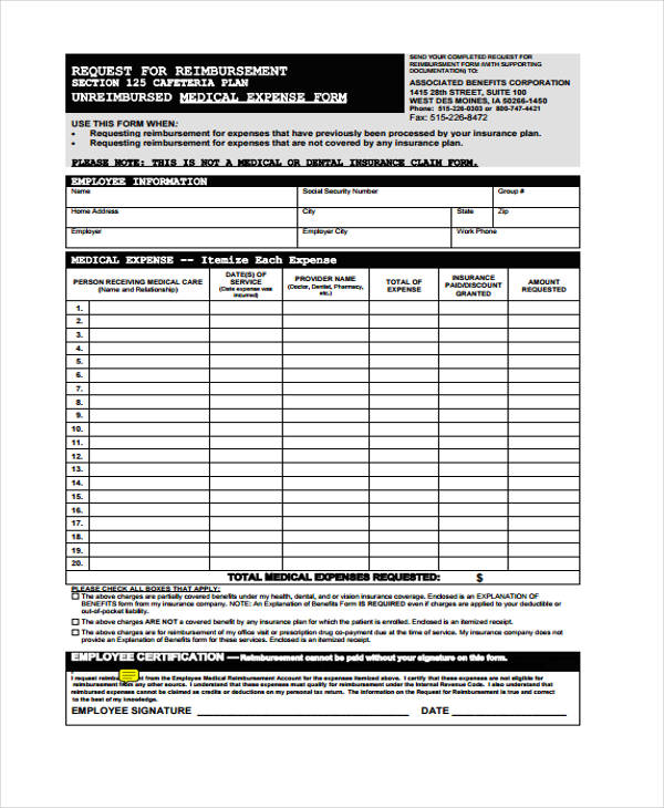 FREE 11+ Medical Expense Forms in PDF | MS Word