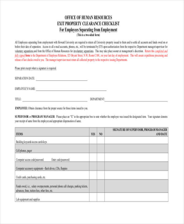FREE 21+ Employee Clearance Forms in PDF Excel MS Word