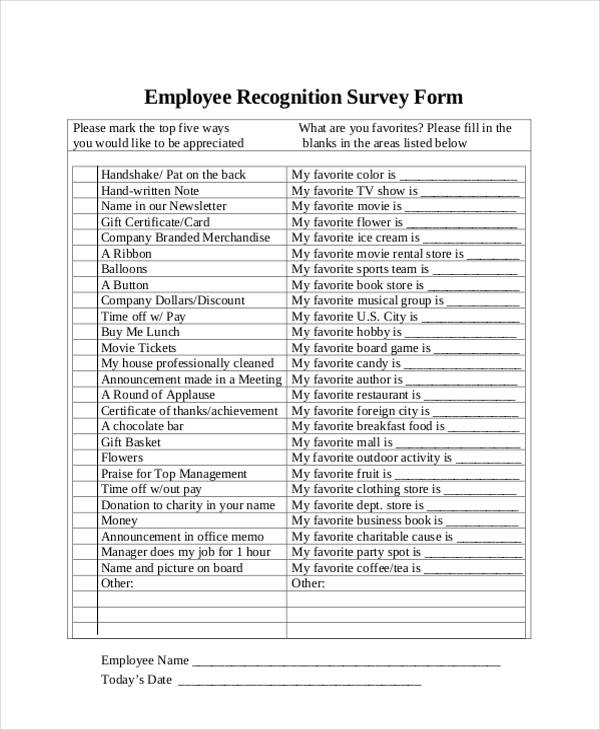 employee recognition survey