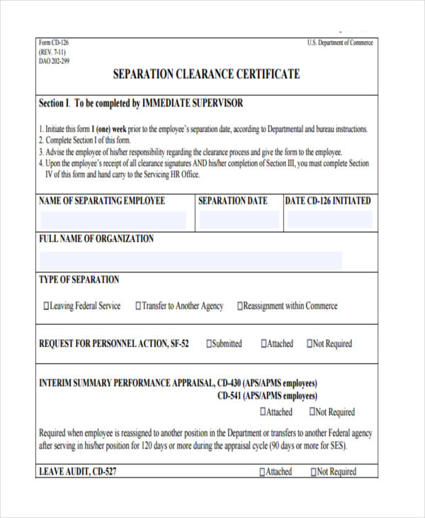 Free 19 Employee Clearance Forms In Pdf Ms Word Excel 7670