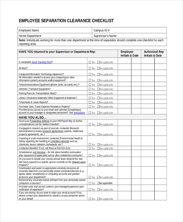 Free 21+ Employee Clearance Forms In Pdf 