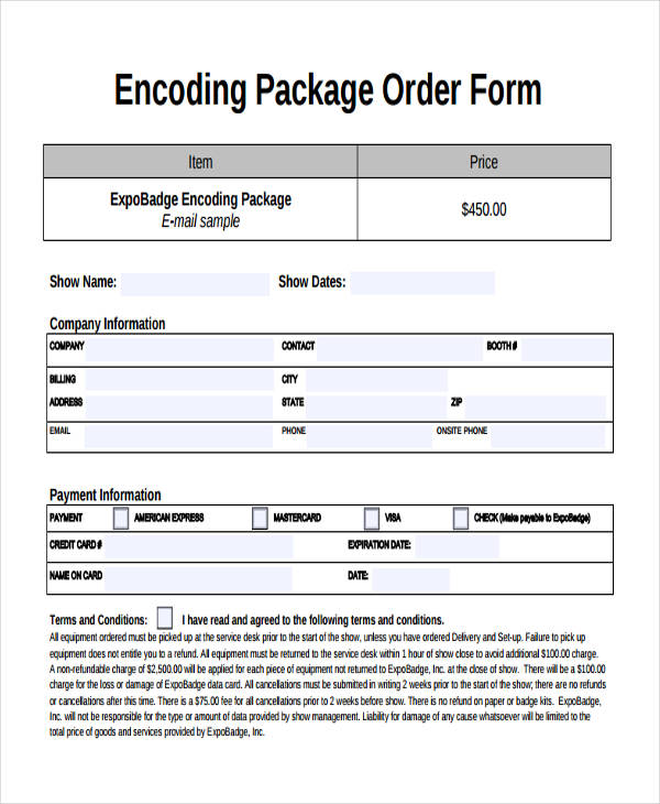 encoding package order