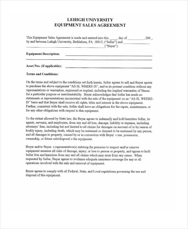 equipment consignment sales agreement form