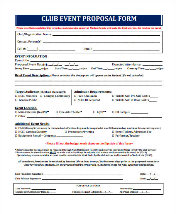 event advertising proposal form