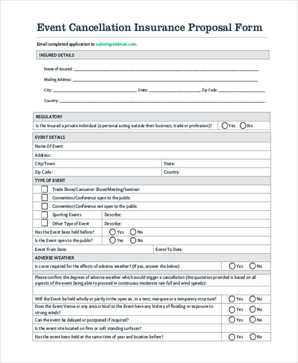FREE 44+ Insurance Proposal Forms in PDF | MS Word | Excel