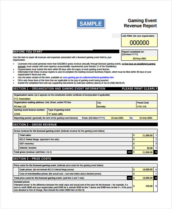 event expense report form sample