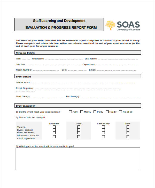event staff course evaluation form