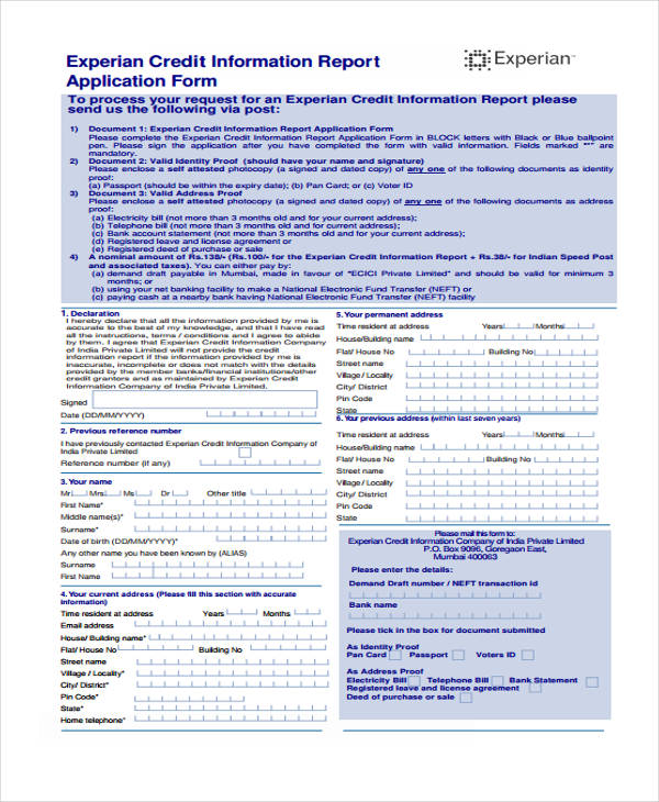 example credit report application form1