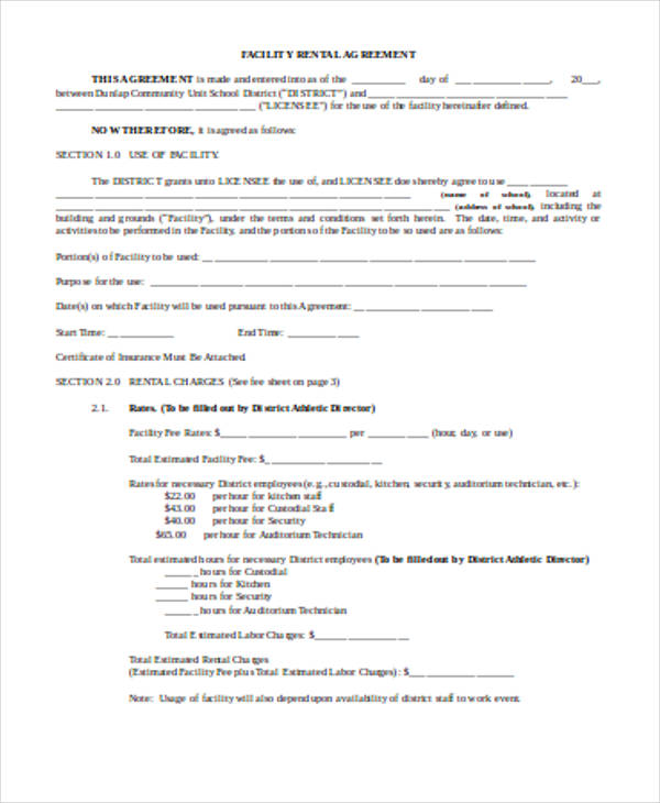 example draft rental agreement form