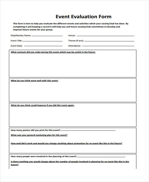 example event evaluation form