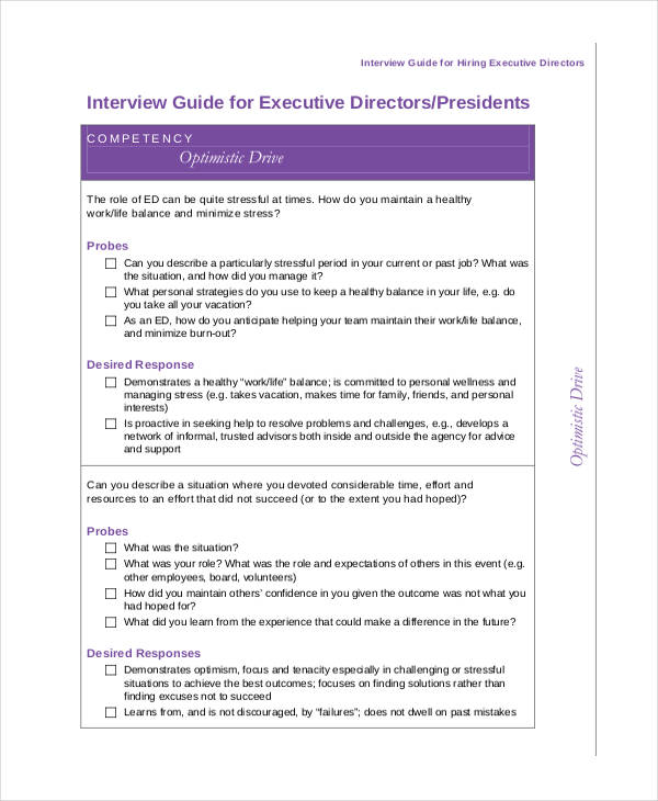 executive interview assessment in pdf