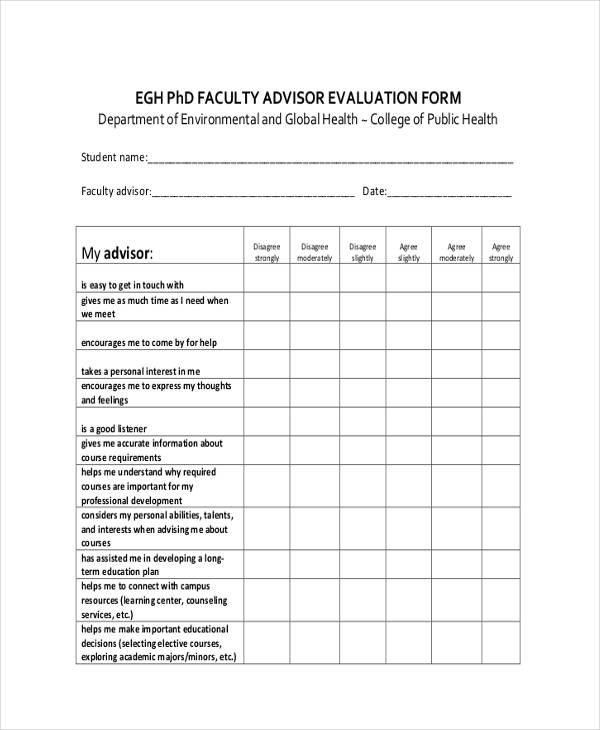 FREE 11 Sample Faculty Evaluation Forms In PDF MS Word