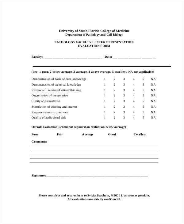 faculty lecture evaluation form