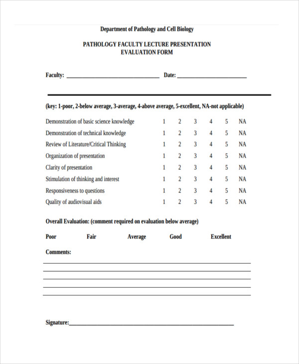 faculty lecture presentation form