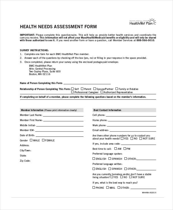 family health needs assessment form4