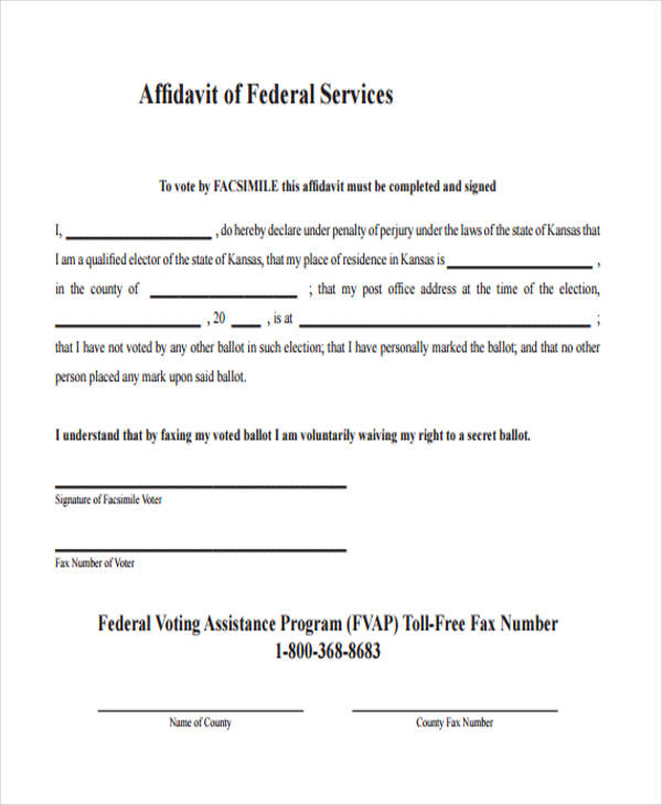 federal service affidavit form