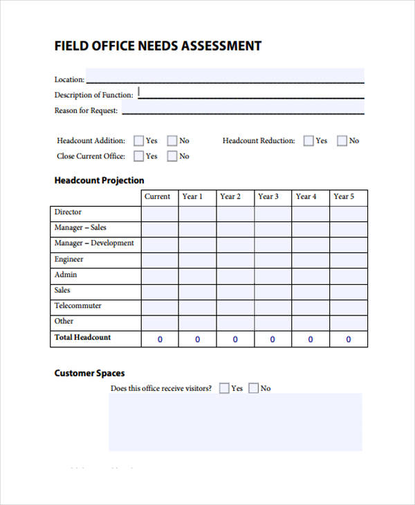 field office needs assessment form