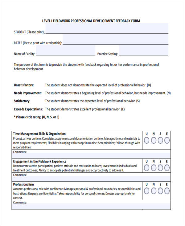 FREE 10+ Professional Feedback Forms in PDF MS Word Excel