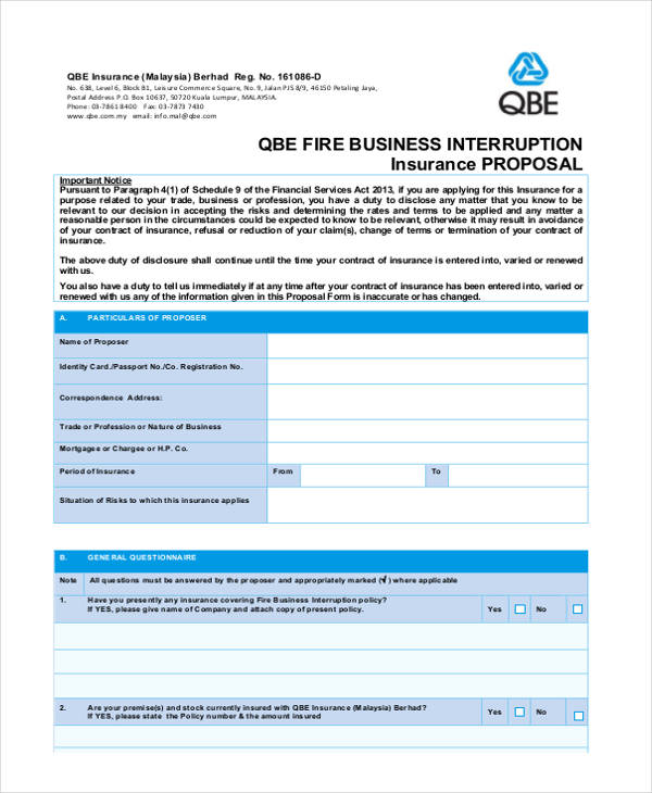 fire business interruption proposal form1