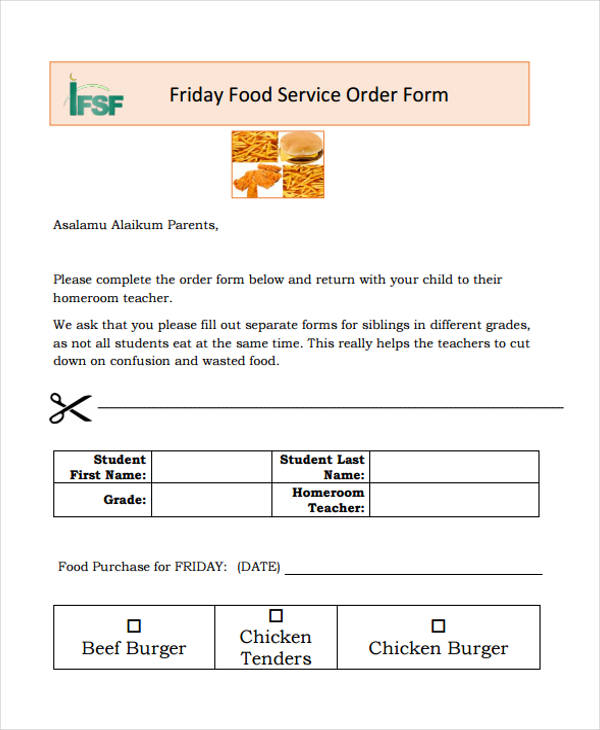 FREE 9+ Food Order Forms in PDF | Excel | MS Word