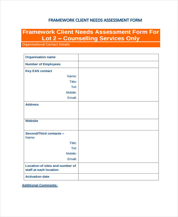 FREE 35+ Needs Assessment Form Samples, PDF, MS Word, Google Docs, Excel