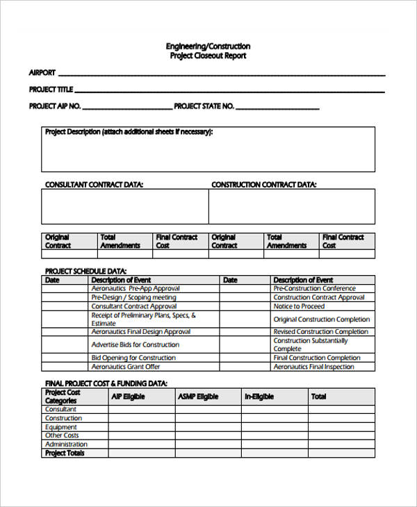 free construction expense report form