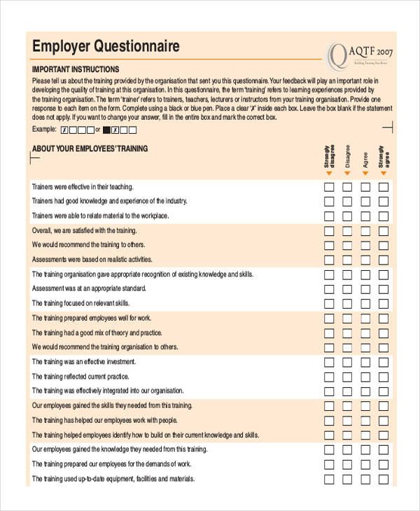free employee job survey form