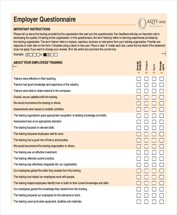 Printable Getting To Know Your Employees Questionnaire Template