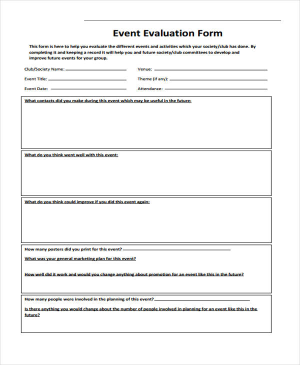 FREE 30  Event Evaluation Forms in PDF MS Word Excel