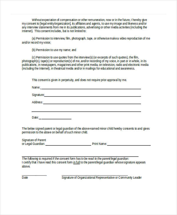 free film interview release form