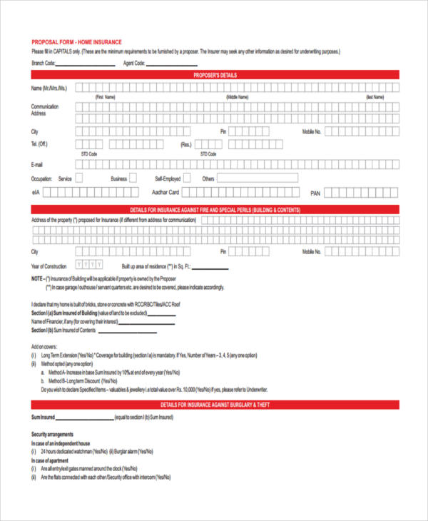 free home insurance form